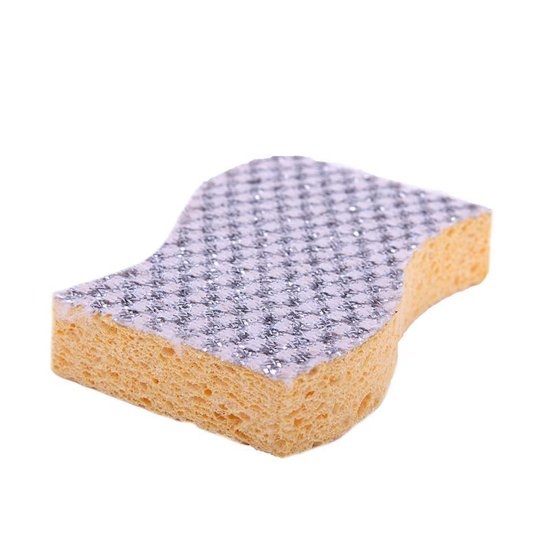 DH-A5-8 High quality Eco-Friendly Multifunction wave Cleaning Kitchen Sponge scourer with Silver onion cloth