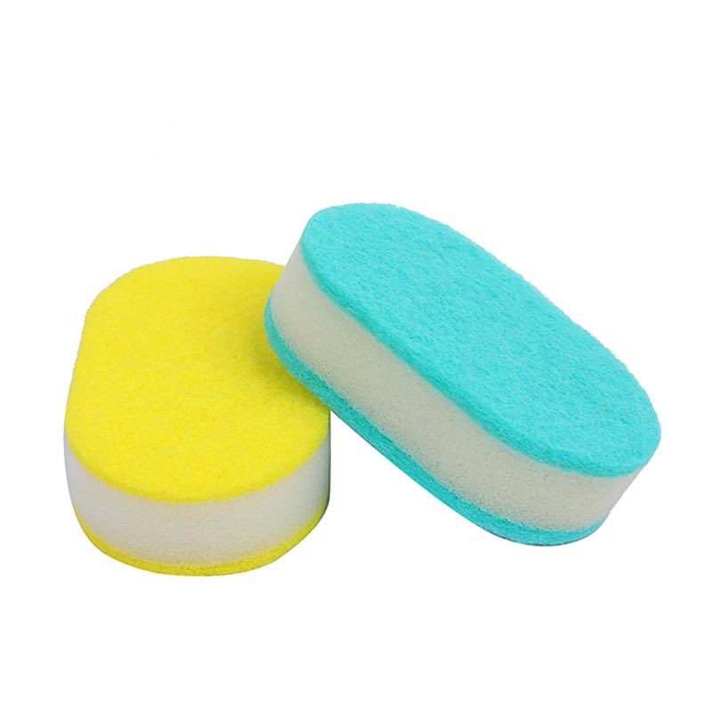 DH-A1-26 “Oval” eco friendly kitchen cleaning sponge with double polyester scouring pad